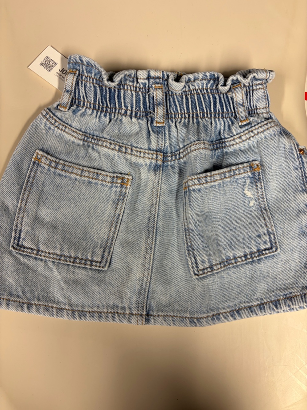 Zara Light Blue Denim Elastic Waist Skirt - Picture 2 of 5